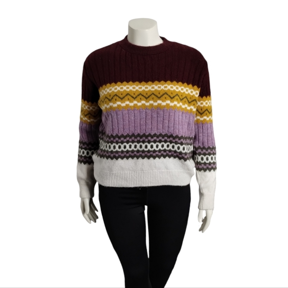 Urban Outfitters Sweater Womens S Multicolor Striped Ribbed Fisherman Grungecore
